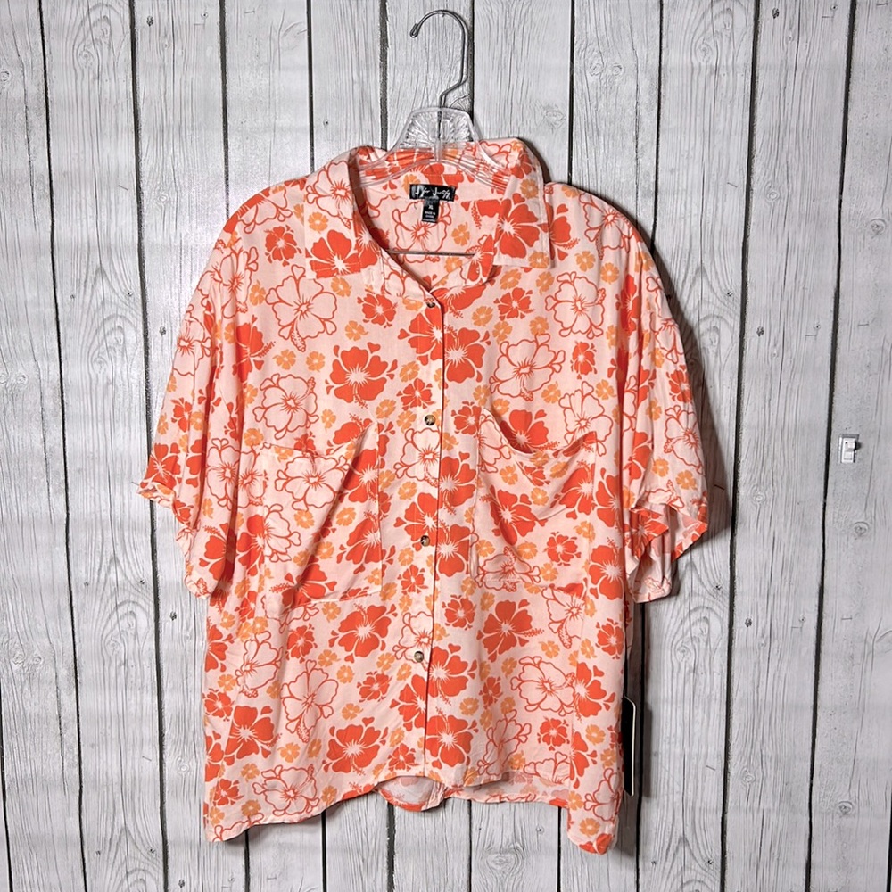 J for justify button front printed top size xl